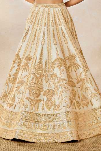 Shop_Masaba_Ivory Viscose, Silk Zardozi Embroidered Bridal Lehenga Set 