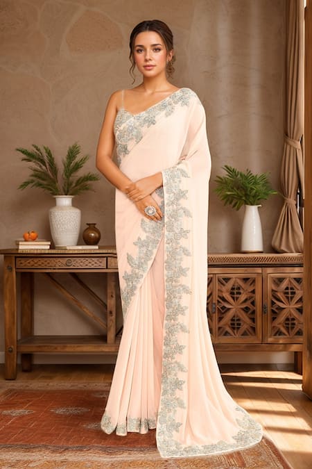 Bhumika Sharma Floral Embroidered Saree With Blouse 