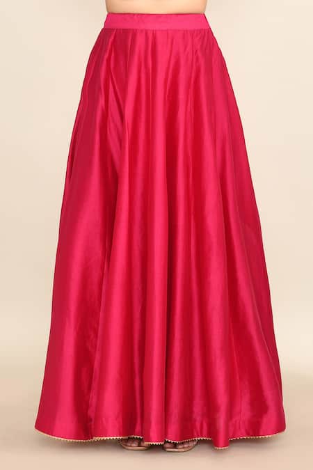 Sheetal Batra_Pink Cotton, Silk, Chiffon Gota Patti, Embroidery Floral Anarkali Skirt Set _Online_at_Aza_Fashions