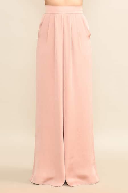 Amit Aggarwal_Pink Silk V-neck Abstract Print Cape And Pant Set _Online_at_Aza_Fashions