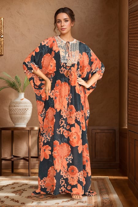 Archana Shah Floral Moroccan Print Kaftan 