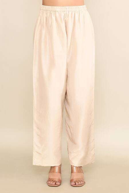 Mrunalini Rao_Ivory Georgette Pearls, Sequins, Zari Floral Veil Zardozi Kaftan And Pant Set_Online_at_Aza_Fashions