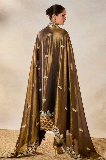 Masaba Black Silk, Tissue Embroidery V-neck The Kala Khatta Kurta Salwar Set at Aza Fashions Masaba_Black Silk, Tissue Embroidery V-neck The Kala Khatta Kurta Salwar Set _at_Aza_Fashions