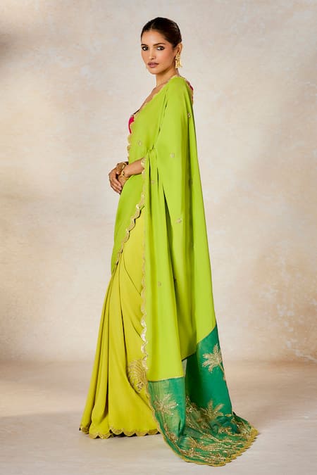 Buy_Masaba_Multi Color Silk Sequins, Beads Scoop Neck Meetha Paan Saree With Blouse _Online_at_Aza_Fashions