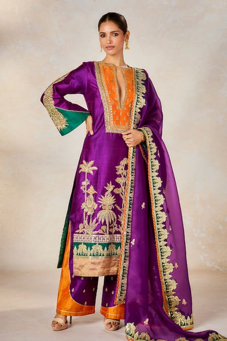 Masaba Purple Silk, Organza Sequins, Beads, The Jamun Cooler Kurta Salwar Set at Aza Fashions Masaba_Purple Silk, Organza Sequins, Beads, The Jamun Cooler Kurta Salwar Set _at_Aza_Fashions