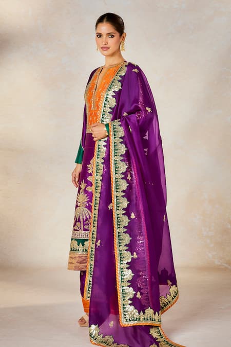 Buy Masaba Purple Silk, Organza Sequins, Beads, The Jamun Cooler Kurta Salwar Set Buy_Masaba_Purple Silk, Organza Sequins, Beads, The Jamun Cooler Kurta Salwar Set