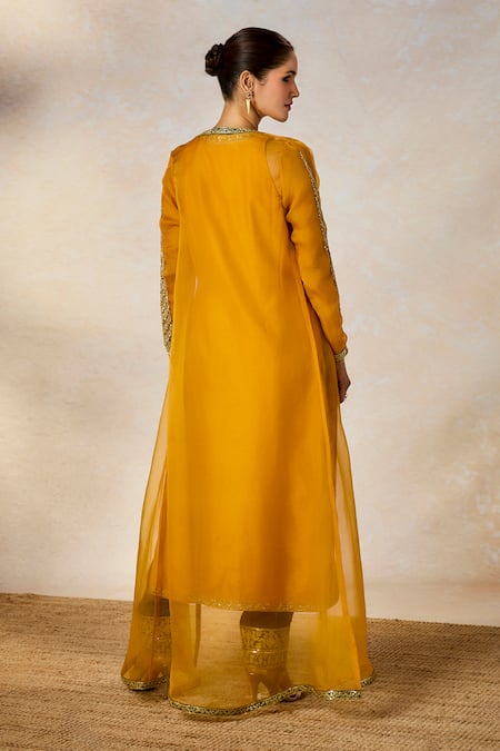 Masaba Yellow Silk Organza, Silk, Viscose Sequins, Zari, The Aam Panna Kurta Pant Set at Aza Fashions Masaba_Yellow Silk Organza, Silk, Viscose Sequins, Zari, The Aam Panna Kurta Pant Set _at_Aza_Fashions