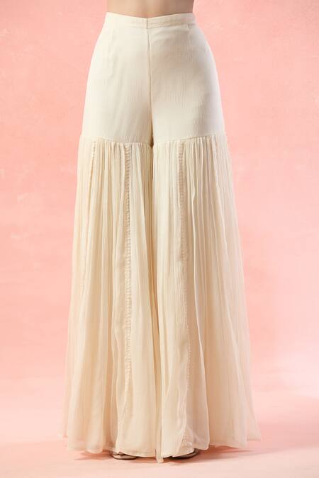 Buy Ridhima Bhasin Ivory Embroidery, Sequins, Beads High Neck Geometric Kurta And Sharara Set Buy_Ridhima Bhasin_Ivory Embroidery, Sequins, Beads High Neck Geometric Kurta And Sharara Set