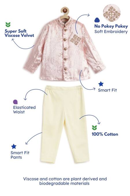 Tiber Taber Pink Viscose, Cotton Zari Butti Embroidered Bandhgala And Pant Set Online at Aza Fashions Tiber Taber_Pink Viscose, Cotton Zari Butti Embroidered Bandhgala And Pant Set _Online_at_Aza_Fashions