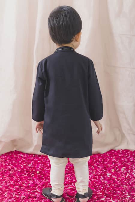 Shop Tiber Taber Black Cotton Embroidery Peacock Kurta Set at Aza Fashions Shop_Tiber Taber_Black Cotton Embroidery Peacock Kurta Set _at_Aza_Fashions