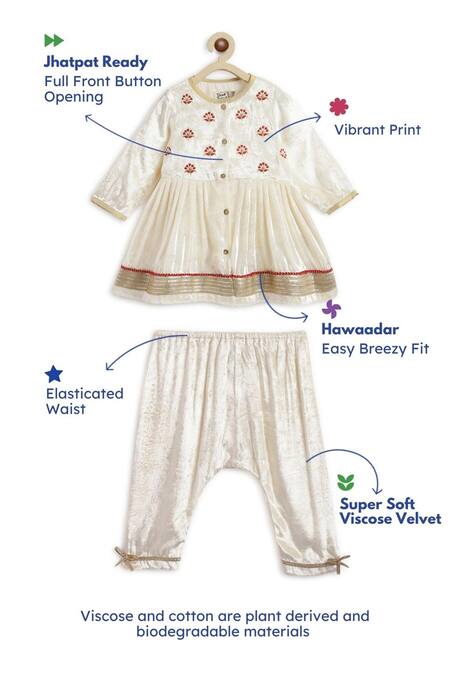 Tiber Taber Cream Viscose Embroidery Floral Butti Angrakha Kurta Set Online at Aza Fashions Tiber Taber_Cream Viscose Embroidery Floral Butti Angrakha Kurta Set _Online_at_Aza_Fashions