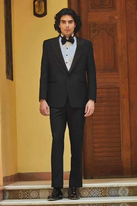 Bohame Black Lapel Collared Tuxedo Set 