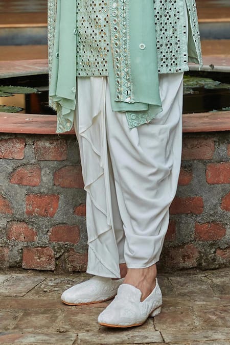 Bohame Mint Georgette, Rayon, Net Mirrors, Sequins Embroidered Green Kurta Set Online at Aza Fashions Bohame_Mint Georgette, Rayon, Net Mirrors, Sequins Embroidered Green Kurta Set_Online_at_Aza_Fashions
