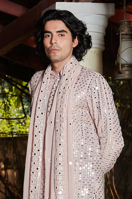 Buy Bohame Purple Georgette, Rayon, Net Sequins, Mirrors Lilac Kurta Set Buy_Bohame_Purple Georgette, Rayon, Net Sequins, Mirrors Lilac Kurta Set