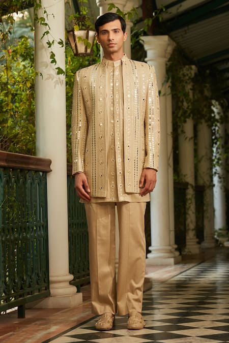 Bohame Calvin Mirrorwork Jacket Short Kurta Set 