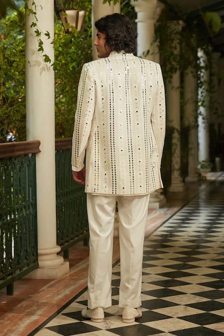 Bohame Thread Embroidered Jacket Kurta Set 