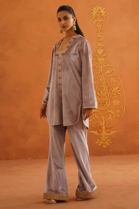 Inej Floral Embroidered A-Line Tunic With Pant 