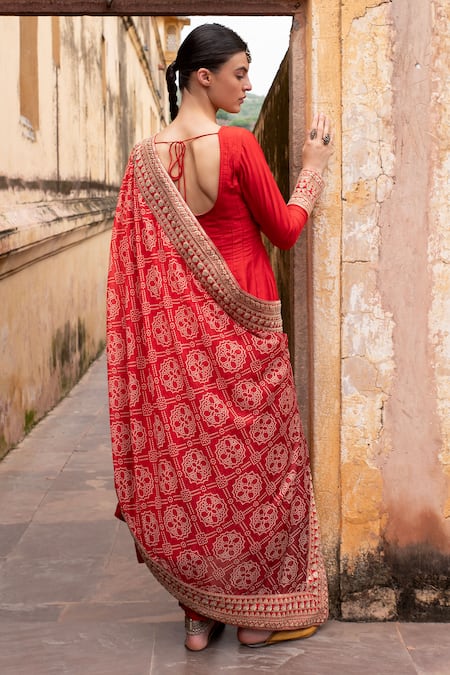 Karaj Jaipur Marodi Embroidered Kalidar Anarkali Set 