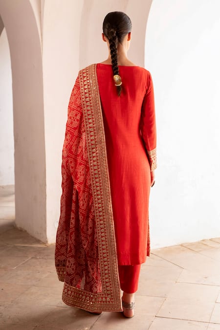 Karaj Jaipur Marodi Embroidered Straight Kurta Set 