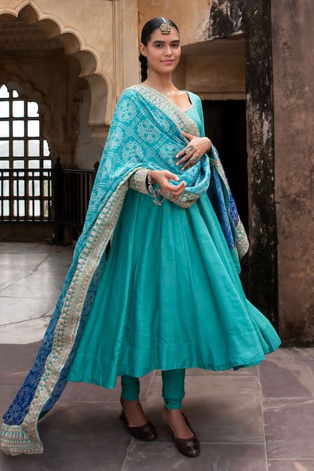 Buy Karaj Jaipur Blue Silk, Chanderi, Muslin Tassels, Embroidery Dori Kalidar Anarkali Set Online at Aza Fashions Buy_Karaj Jaipur_Blue Silk, Chanderi, Muslin Tassels, Embroidery Dori Kalidar Anarkali Set _Online_at_Aza_Fashions