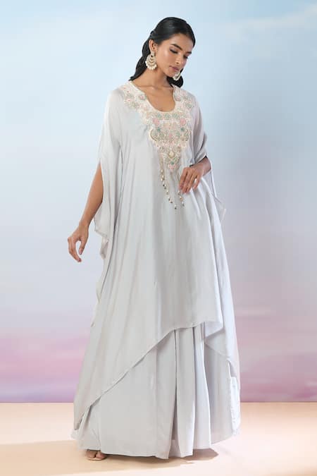 Samyukta Singhania Floral Embroidered Kaftan With Skirt 