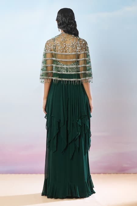 Samyukta Singhania Hand Embroidered Sequin Gown & Cape Set 