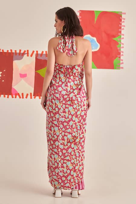 Khajoor Studio Floral Print Draped Tunic & Pant Set 