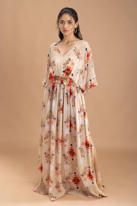 Lavina Sippy Abstract Floral Print Designer Kaftan 