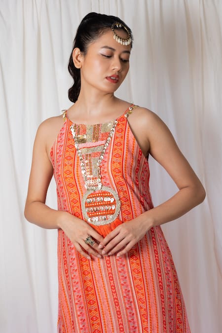 Lavina Sippy Abstract Print Chanderi Kurta Set 