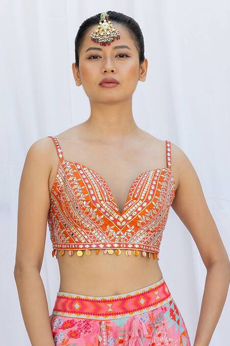 Buy Lavina Sippy Pink Silk Sequins, Mirrors, Tassels Layered Abstract Floral Lehenga Set Online at Aza Fashions Buy_Lavina Sippy_Pink Silk Sequins, Mirrors, Tassels Layered Abstract Floral Lehenga Set _Online_at_Aza_Fashions