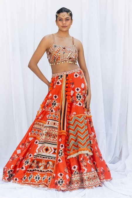 Lavina sippy Abstract Aztec Print Lehenga With Blouse 