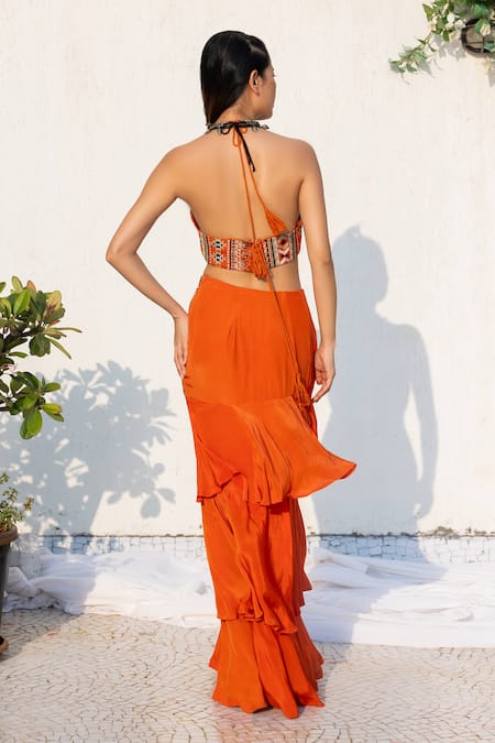 Lavina Sippy Frill Layered Skirt & Printed Blouse 