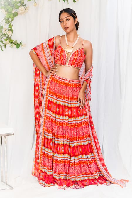 Lavina sippy Printed Lehenga With Pleated Blouse 