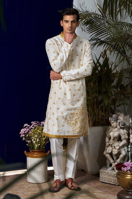 Philocaly Floral Embroidered Kurta & Trouser Set 