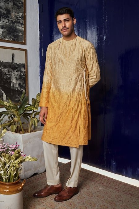 Philocaly Agni Chanderi Floral Motif Embroidered Kurta 