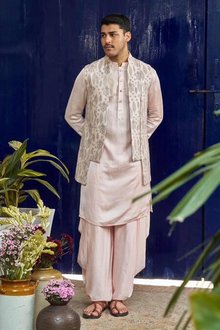 Buy Philocaly Pink Cotton, Silk Embroidery Thread Bundi Kurta Set Online at Aza Fashions Buy_Philocaly_Pink Cotton, Silk Embroidery Thread Bundi Kurta Set _Online_at_Aza_Fashions