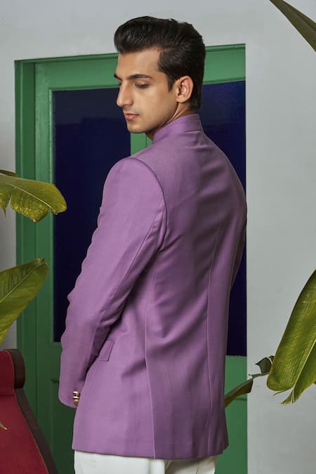 Philocaly Lilac Pintucked Bandhgala 