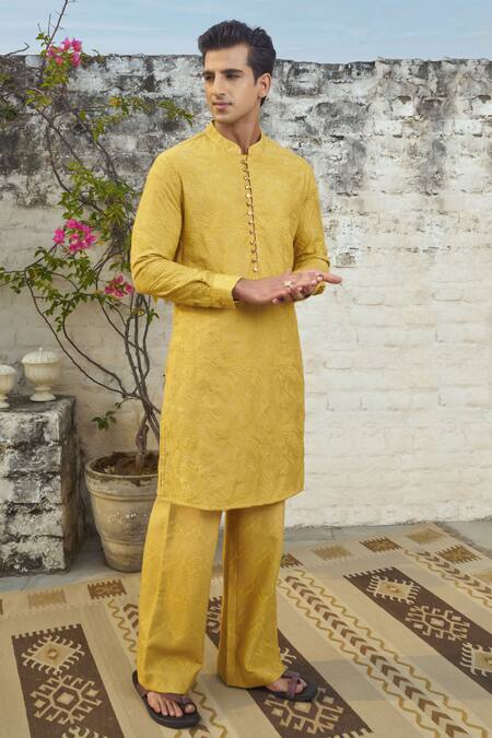 Buy Philocaly Yellow Cotton, Silk Embroidery Florence Kurta Set Online at Aza Fashions Buy_Philocaly_Yellow Cotton, Silk Embroidery Florence Kurta Set_Online_at_Aza_Fashions