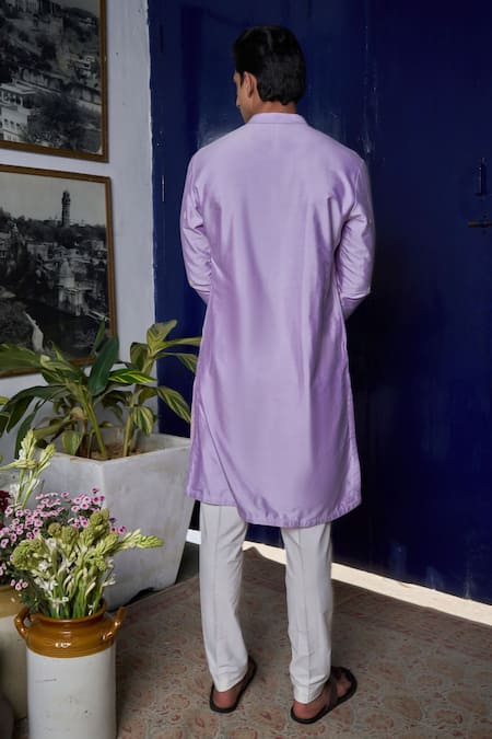 Philocaly Lavender Mirror Crest Embroidered Kurta Set 