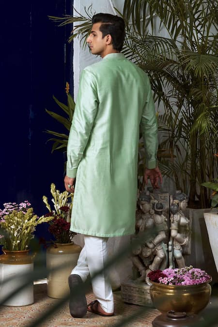 Philocaly Gul Embroidered Green Kurta Set 