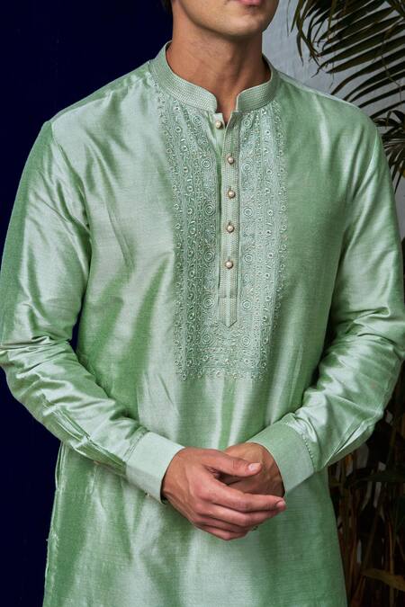 Buy Philocaly Green Cotton, Silk Embroidery Gul Kurta Set Online at Aza Fashions Buy_Philocaly_Green Cotton, Silk Embroidery Gul Kurta Set_Online_at_Aza_Fashions