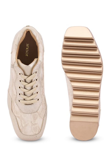 Anaar Gold Groove Signature Geometric Pattern Sneaker Wedges at Aza Fashions Anaar_Gold Groove Signature Geometric Pattern Sneaker Wedges _at_Aza_Fashions