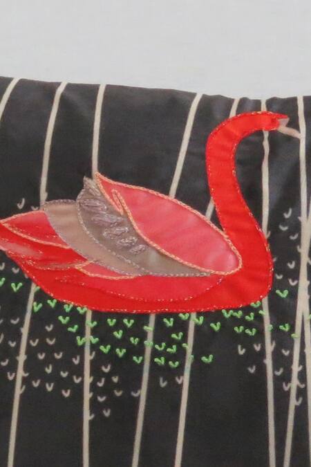 Mid July Home_Black Premium Velvet Embroidery Moonlight Sonata Cushion Cover_Online_at_Aza_Fashions