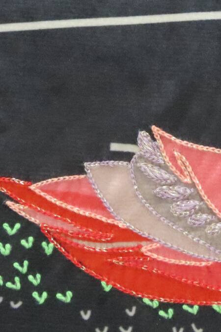 Buy_Mid July Home_Black Premium Velvet Embroidery Moonlight Harmony Cushion Cover_Online_at_Aza_Fashions