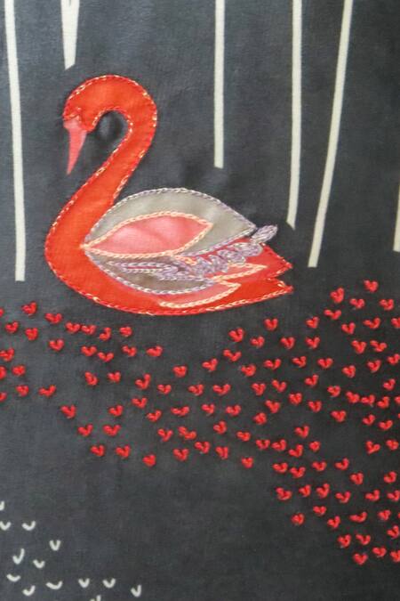 Buy_Mid July Home_Black Premium Velvet Embroidery Rivers Lullaby Cushion Cover_Online_at_Aza_Fashions