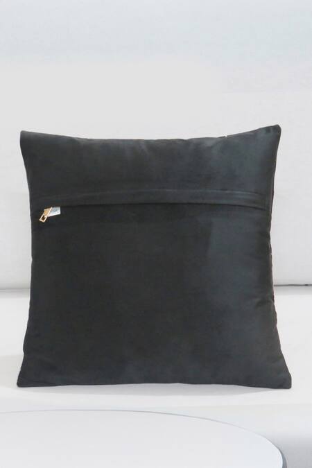 Shop Mid July Home Black Premium Velvet Embroidery Swan Serenade Cushion Covers - Set Of 2 at Aza Fashions Shop_Mid July Home_Black Premium Velvet Embroidery Swan Serenade Cushion Covers - Set Of 2_at_Aza_Fashions