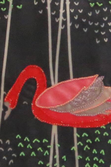 Mid July Home Black Premium Velvet Embroidery Swan Serenade Cushion Covers - Set Of 2 at Aza Fashions Mid July Home_Black Premium Velvet Embroidery Swan Serenade Cushion Covers - Set Of 2_at_Aza_Fashions