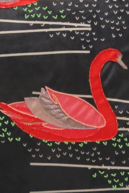 Buy Mid July Home Black Premium Velvet Embroidery Swan Serenade Cushion Covers - Set Of 2 Buy_Mid July Home_Black Premium Velvet Embroidery Swan Serenade Cushion Covers - Set Of 2