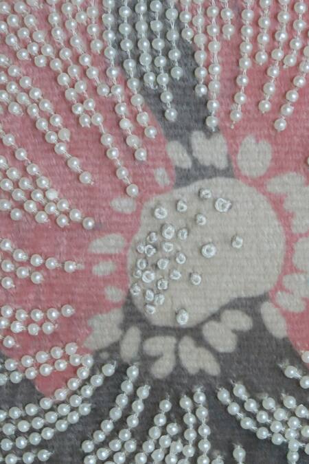 Buy_Mid July Home_Grey Premium Velvet Print, Embroidery Soft Awakening Cushion Covers - Set Of 2_Online_at_Aza_Fashions