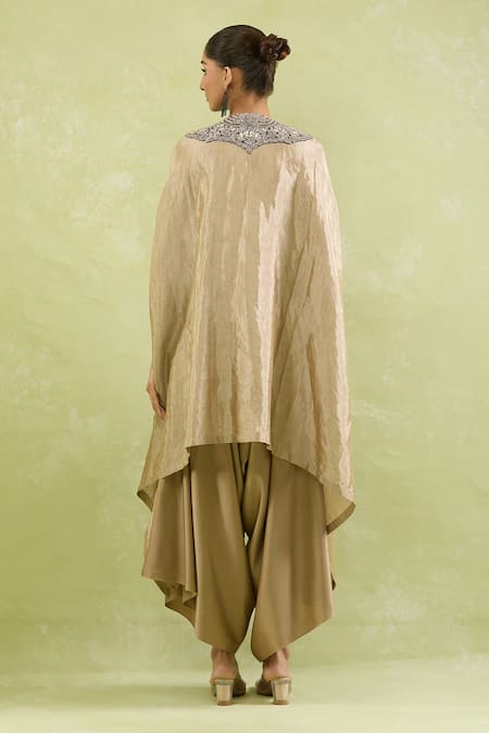 Prisho Zardozi Embroidered Kaftan & Draped Pant Set 